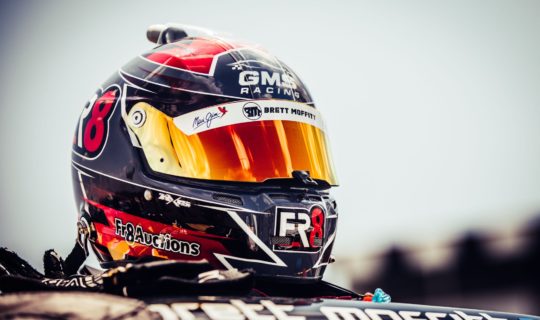Brett Moffitts' Fr8Auctions helmet designed by SMD and painted by OffAxis Paints